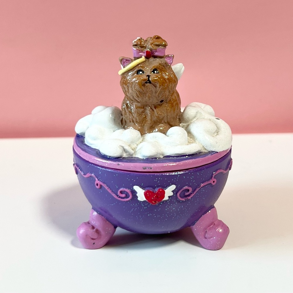 Vintage Y2K 2000s mcbling angel puppy trinket box